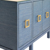 Worlds Away Effie Blue Buffet | Grasscloth Console at Fig Linens and Home - Detail View 2