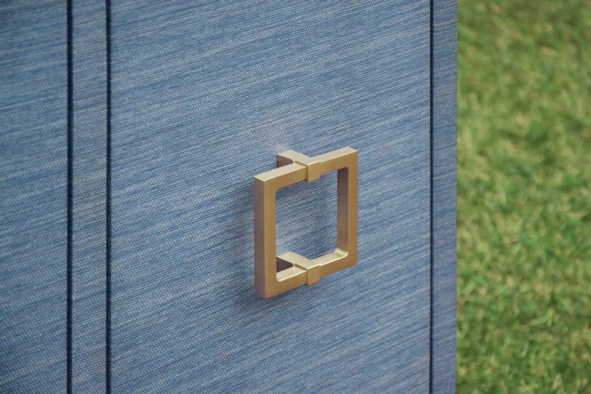 Worlds Away Effie Blue Buffet | Grasscloth Console at Fig Linens and Home - Hardware View 4