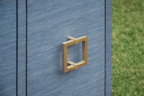 Worlds Away Effie Blue Buffet | Grasscloth Console at Fig Linens and Home - Hardware View 4