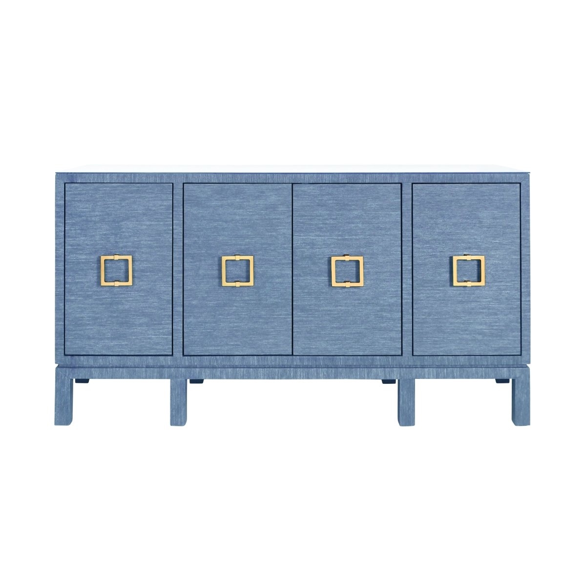 Worlds Away Effie Blue Buffet | Grasscloth Console at Fig Linens and Home - Front View