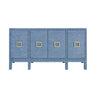 Worlds Away Effie Blue Buffet | Grasscloth Console at Fig Linens and Home - Front View