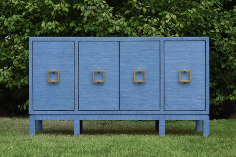 Worlds Away Effie Blue Buffet | Grasscloth Console at Fig Linens and Home - Outdoor View 1