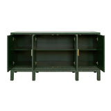 Effie Green Grasscloth Buffet Table by Worlds Away at Fig Linens and Home - Open Doors View