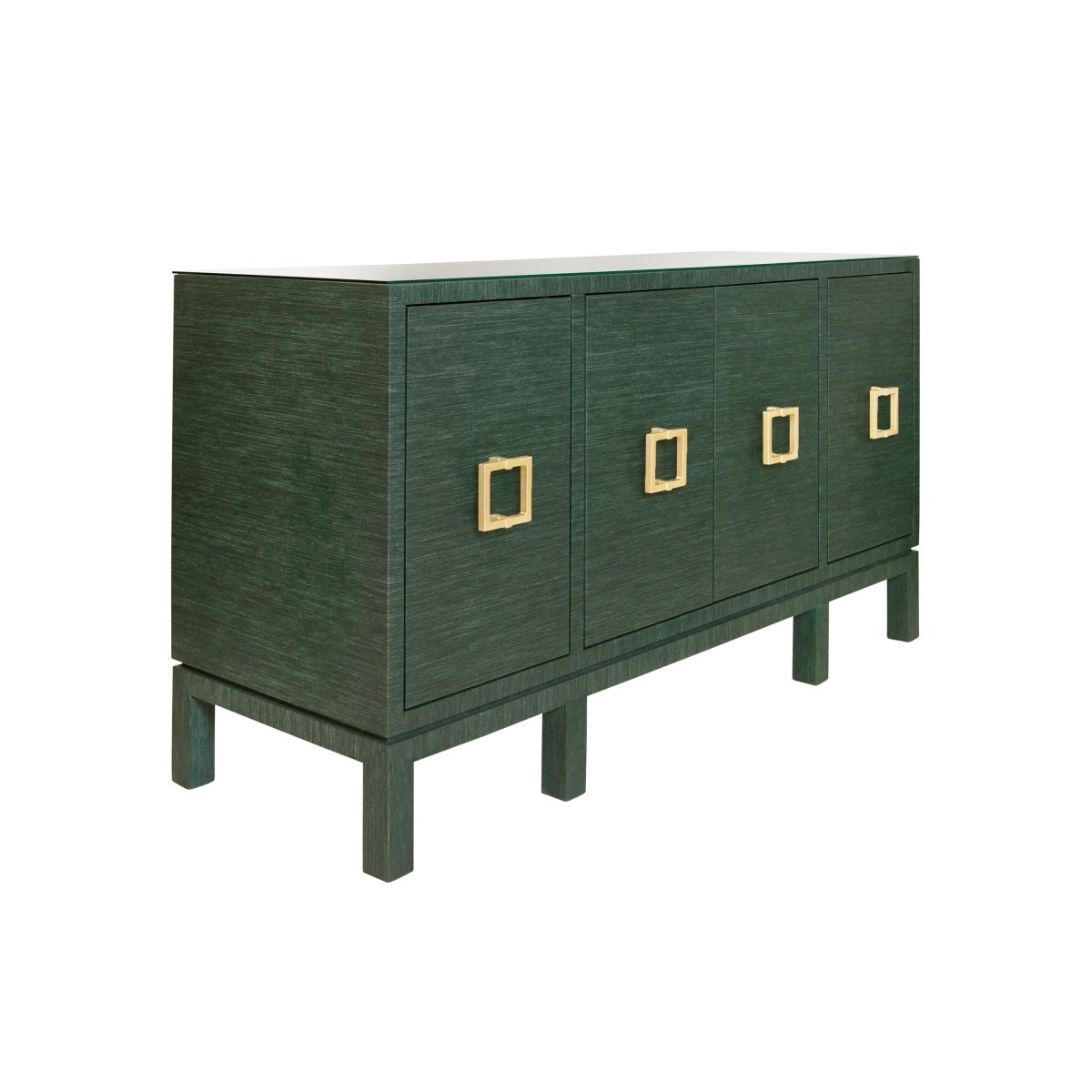 Effie Green Grasscloth Buffet Table by Worlds Away at Fig Linens and Home - Angle View 1