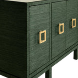 Effie Green Grasscloth Buffet Table by Worlds Away at Fig Linens and Home - Angle View 2