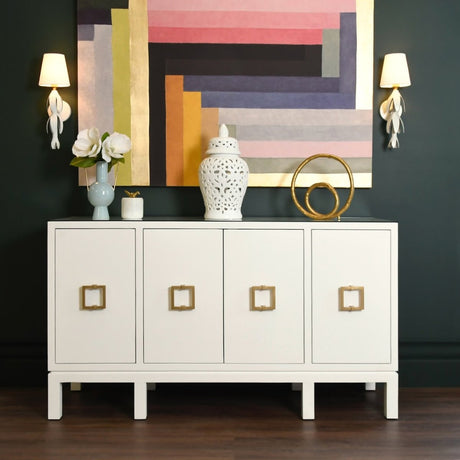 Worlds Away Effie White Buffet | Dining Room Storage Cabinet at Fig Linens and Home 2
