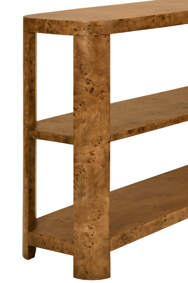 Emery Dark Burlwood Console Table by Worlds Away at Fig Linens and Home - Detail View 1