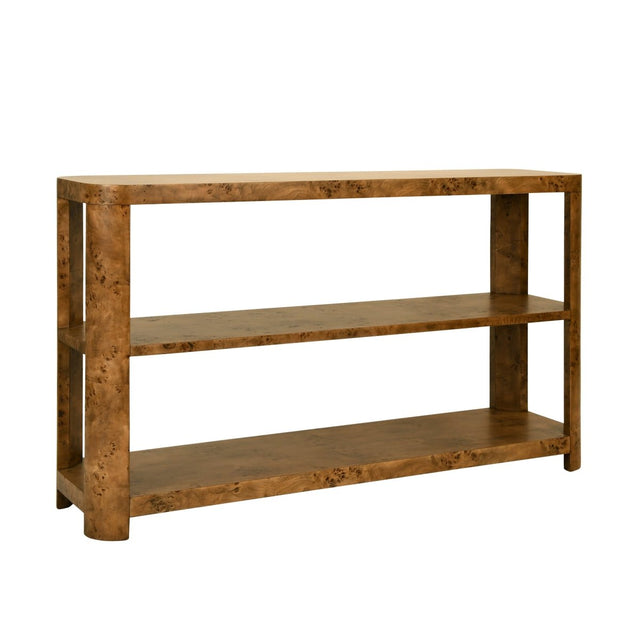 Emery Dark Burlwood Console Table by Worlds Away at Fig Linens and Home - Angle View