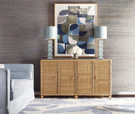 Evander Rattan Buffet Table by Worlds Away 34"H x 62.5"W x 20.5"D Rattan at FIG LINENS AND HOME 2