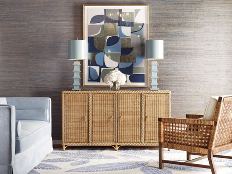Evander Rattan Buffet Table by Worlds Away 34"H x 62.5"W x 20.5"D Rattan at FIG LINENS AND HOME 9