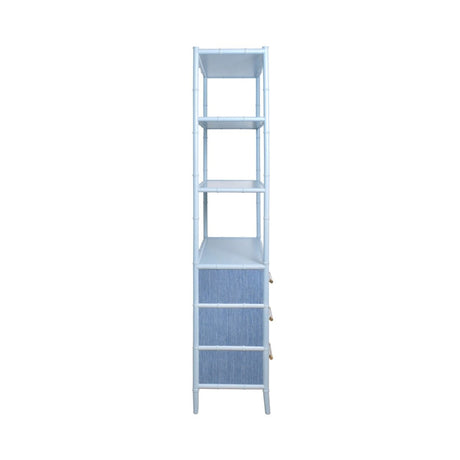 Flynn Blue Grasscloth Etagere by Worlds Away at Fig Linens and Home - Side View