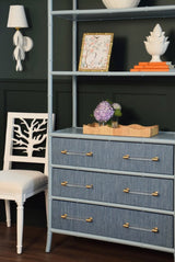 Flynn Blue Grasscloth Etagere by Worlds Away at Fig Linens and Home - Lifestyle View 4