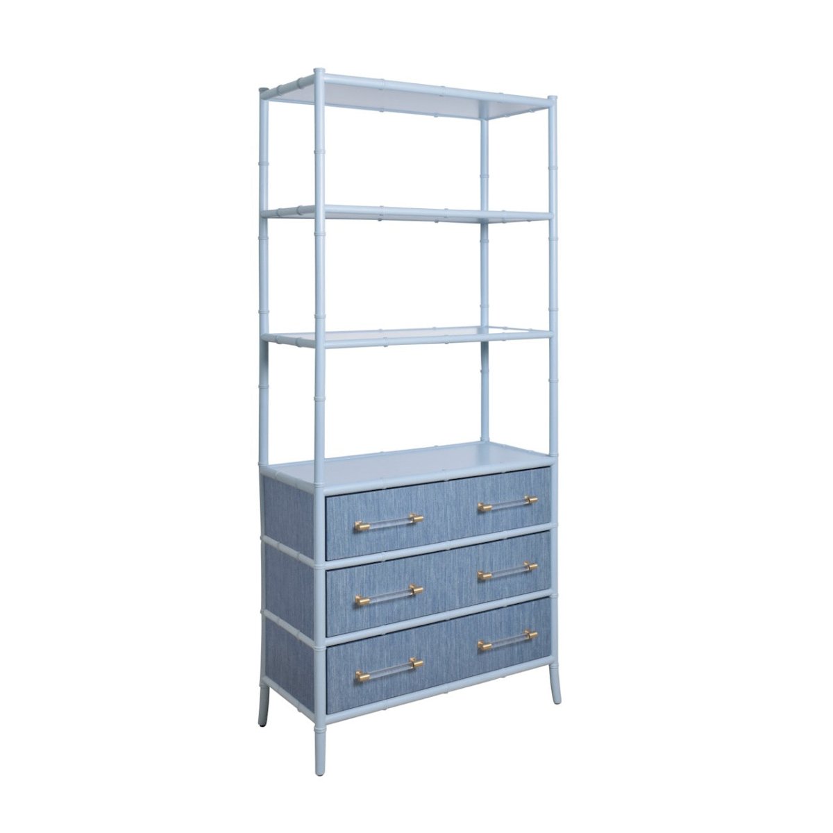 Flynn Blue Grasscloth Etagere by Worlds Away at Fig Linens and Home - Angle View