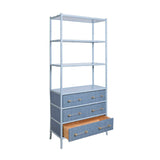 Flynn Blue Grasscloth Etagere by Worlds Away at Fig Linens and Home - Drawers Open View