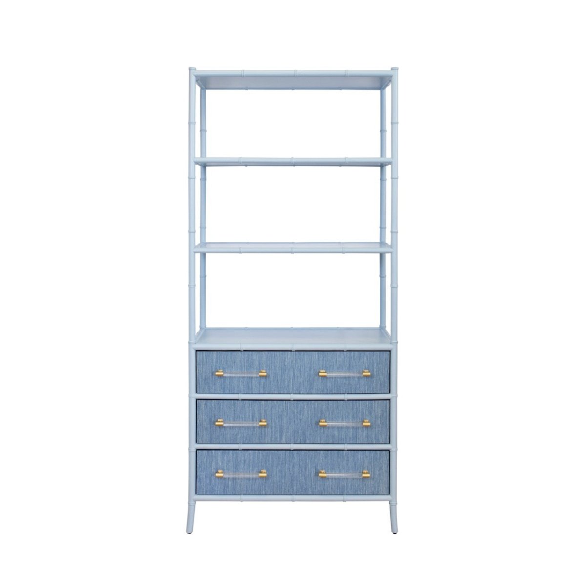 Flynn Blue Grasscloth Etagere by Worlds Away at Fig Linens and Home - Front View