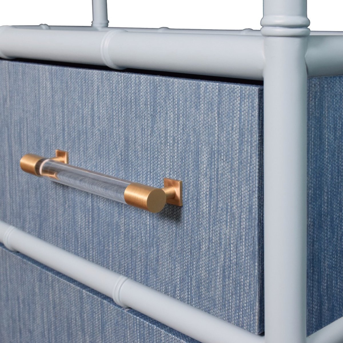 Flynn Blue Grasscloth Etagere by Worlds Away at Fig Linens and Home - Hardware Detail View