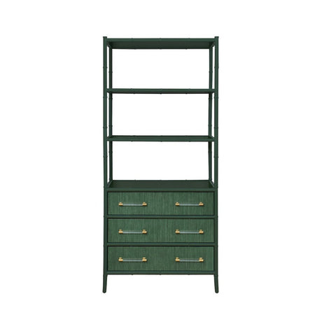 Flynn Green Grasscloth Etagere by Worlds Away at Fig Linens and Home - Front View