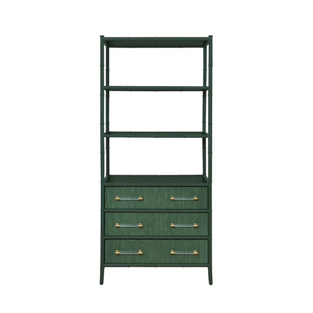 Flynn Green Grasscloth Etagere by Worlds Away at Fig Linens and Home - Front View