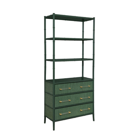 Flynn Green Grasscloth Etagere by Worlds Away at Fig Linens and Home - Angle View