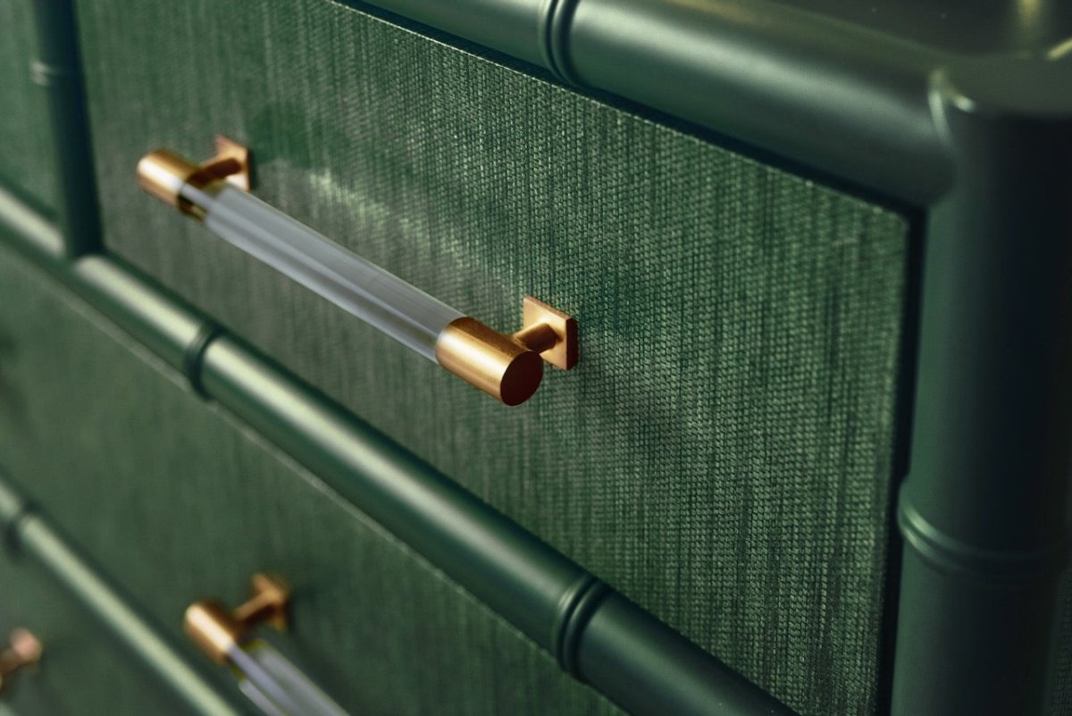 Flynn Green Grasscloth Etagere by Worlds Away at Fig Linens and Home - Hardware View 2
