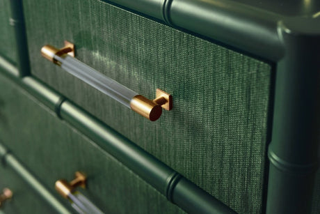 Flynn Green Grasscloth Etagere by Worlds Away at Fig Linens and Home - Hardware View 2