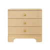 Fortune Natural Grasscloth Side Table by Worlds Away - 3-Drawer Dresser Front View
