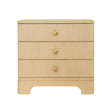 Fortune Natural Grasscloth Side Table by Worlds Away - 3-Drawer Dresser Front View