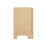 Fortune Natural Grasscloth Side Table by Worlds Away - 3-Drawer Dresser Side View