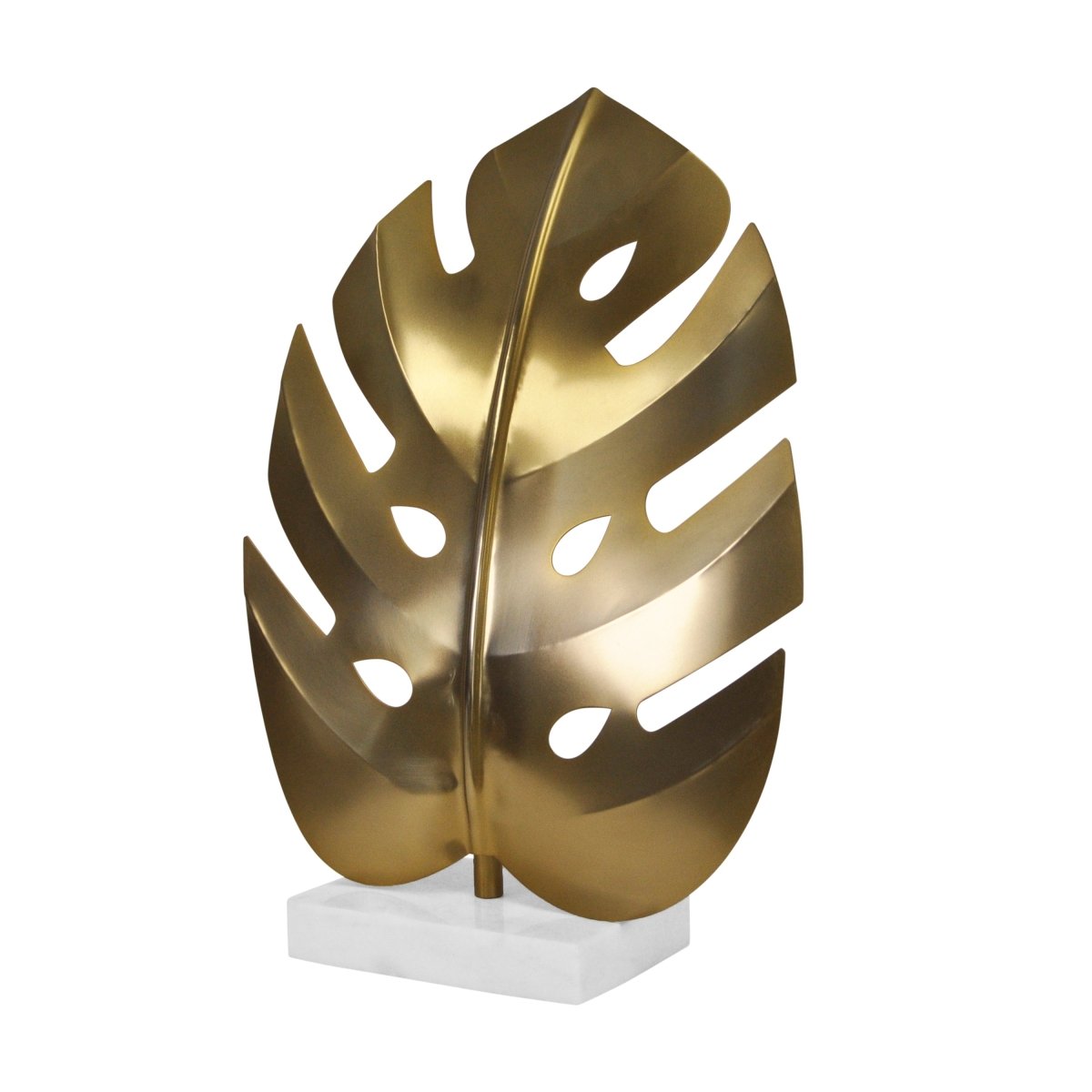 Frond Medium Antique Brass Leaf Sculpture by Worlds Away 17.7" H x 11" W  x 11" D Antique Brass and White at FIG LINENS AND HOME 2