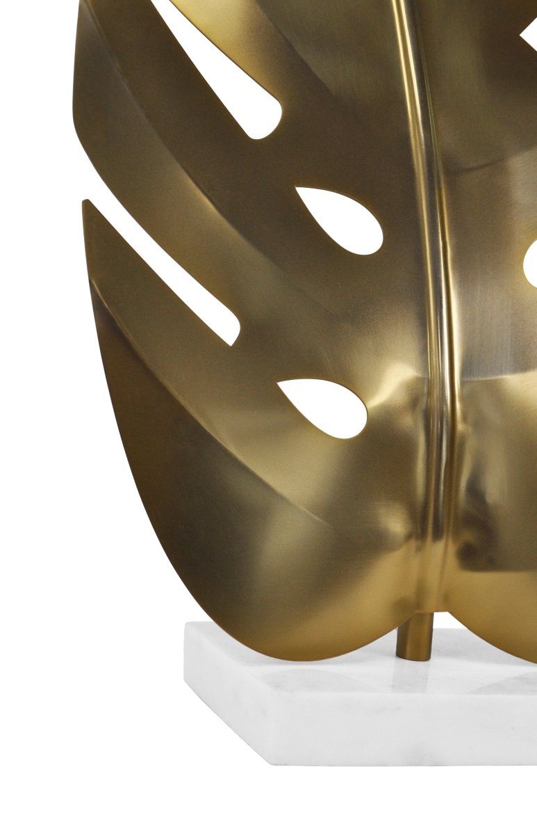 Frond Medium Antique Brass Leaf Sculpture by Worlds Away 17.7" H x 11" W  x 11" D Antique Brass and White at FIG LINENS AND HOME 4