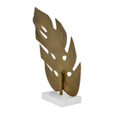 Frond Medium Antique Brass Leaf Sculpture by Worlds Away 17.7" H x 11" W  x 11" D Antique Brass and White at FIG LINENS AND HOME 5