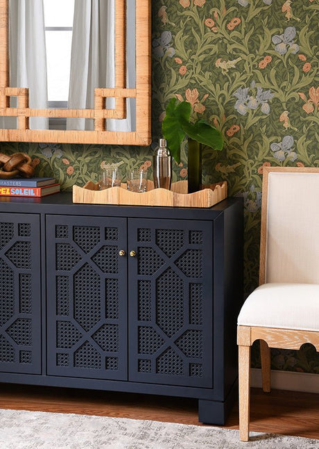 Geneva Natural Rattan Mirror by Worlds Away at Fig Linens and Home - Lifestyle 4