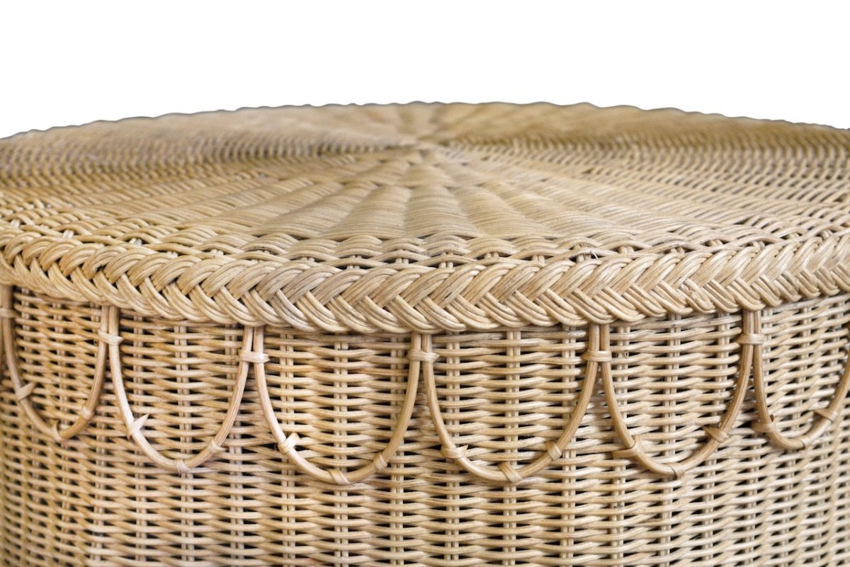 Giada Rattan Coffee Table by Worlds Away | Round Coffee Tables at Fig Linens and Home 5