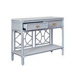 Gideon Light Blue Console Table by Worlds Away at Fig Linens and Home - Angle View 2