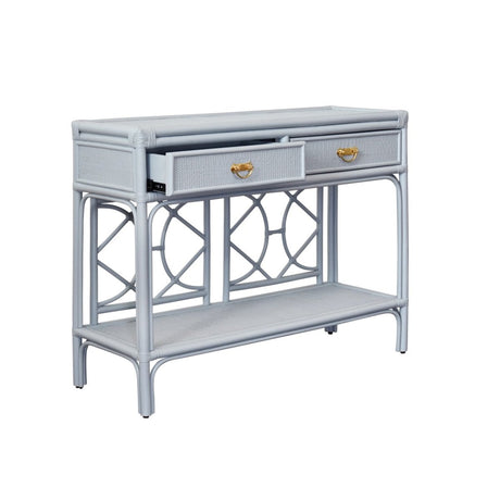 Gideon Light Blue Console Table by Worlds Away at Fig Linens and Home - Angle View 2