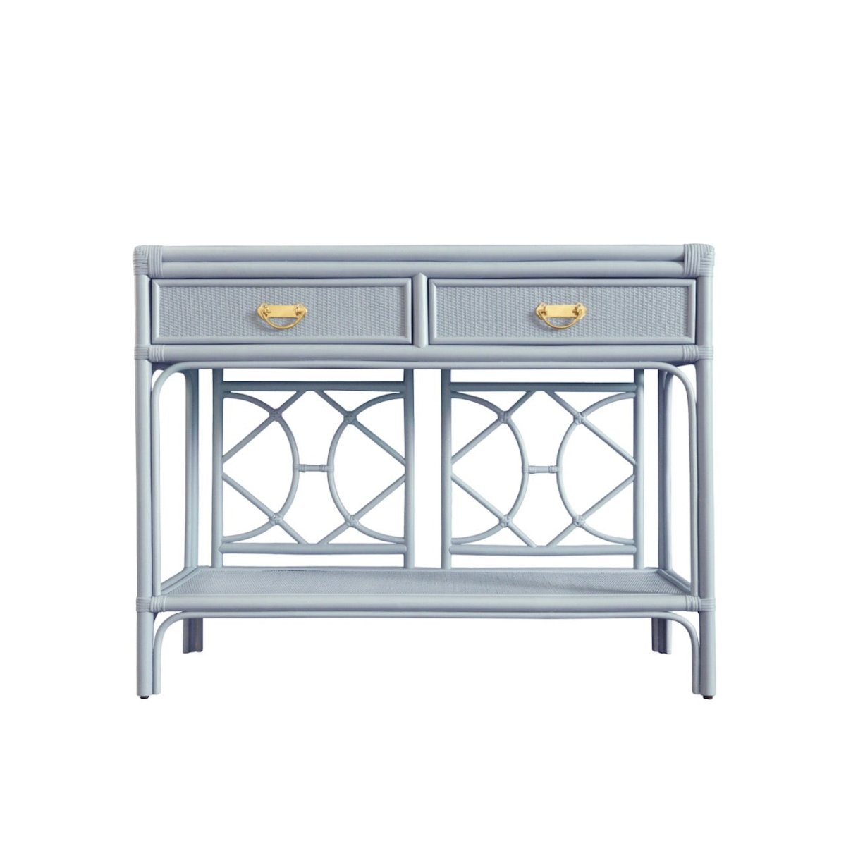 Gideon Light Blue Console Table by Worlds Away at Fig Linens and Home - Front View