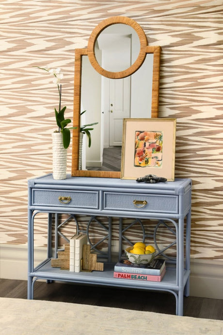 Gideon Light Blue Console Table by Worlds Away at Fig Linens and Home - Lifestyle View 3