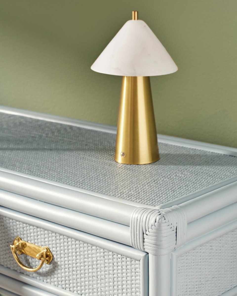 Gideon Light Blue Console Table by Worlds Away at Fig Linens and Home - Corner Detail View