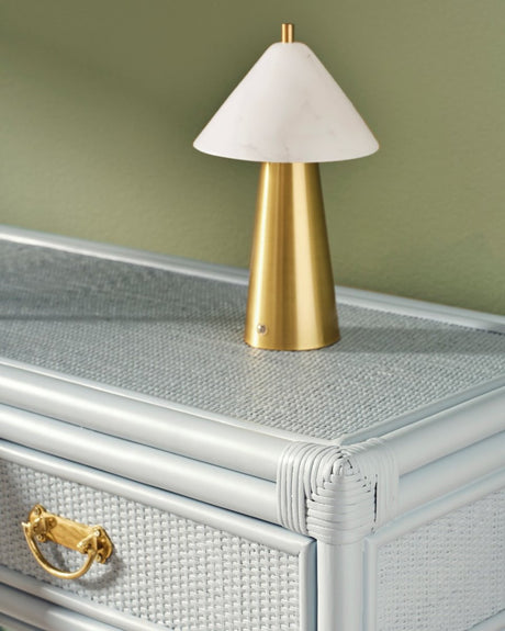 Gideon Light Blue Console Table by Worlds Away at Fig Linens and Home - Corner Detail View