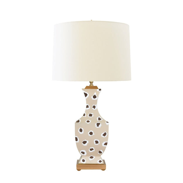 Gina Handpainted Brown Leopard Table Lamp by Worlds Away at Worlds Away - Front View