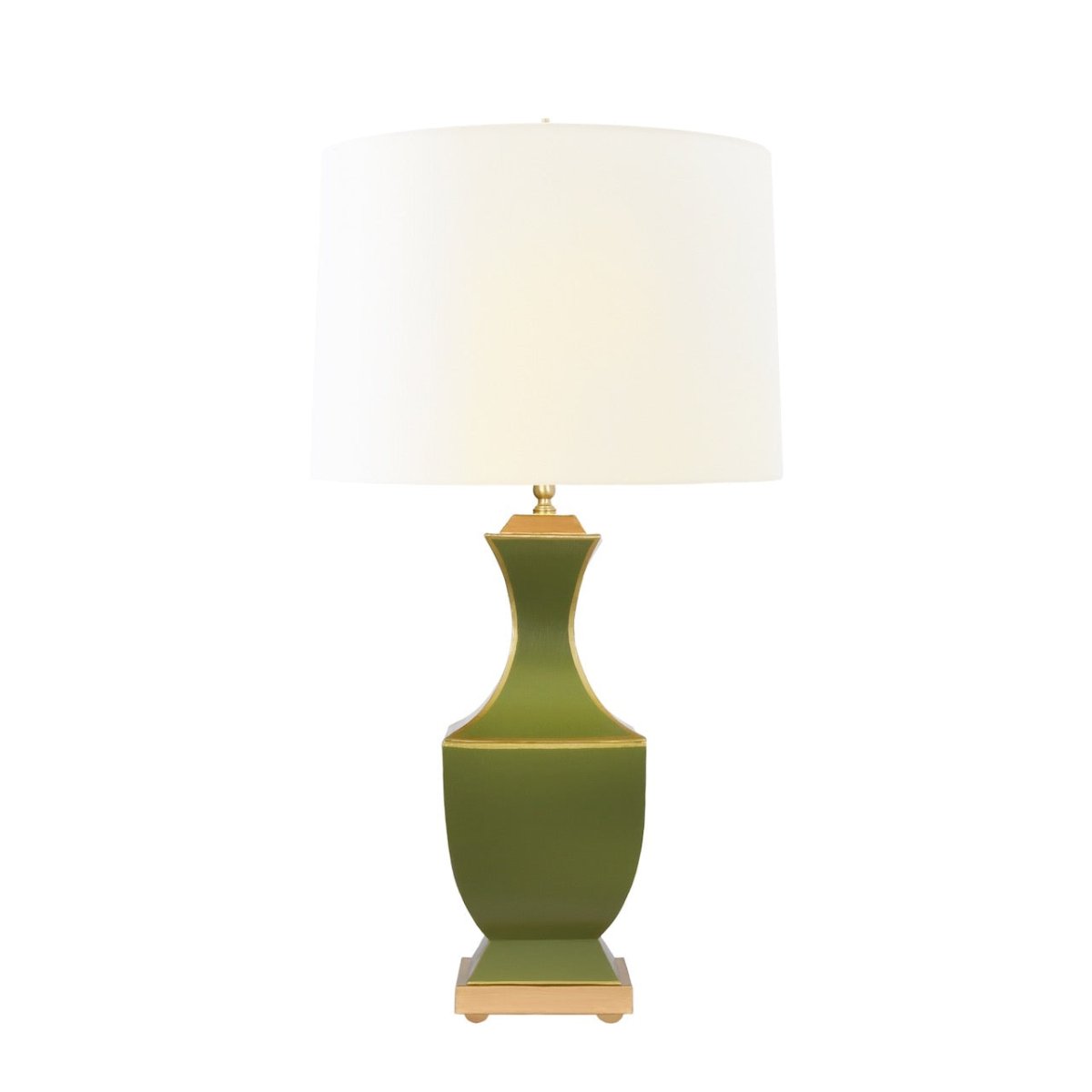 Gina Handpainted Olive and Gold Tole Lamp by Worlds Away at Fig Linens and Home - View 2 Light On