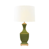 Gina Handpainted Olive and Gold Tole Lamp by Worlds Away at Fig Linens and Home - View 2 Light On