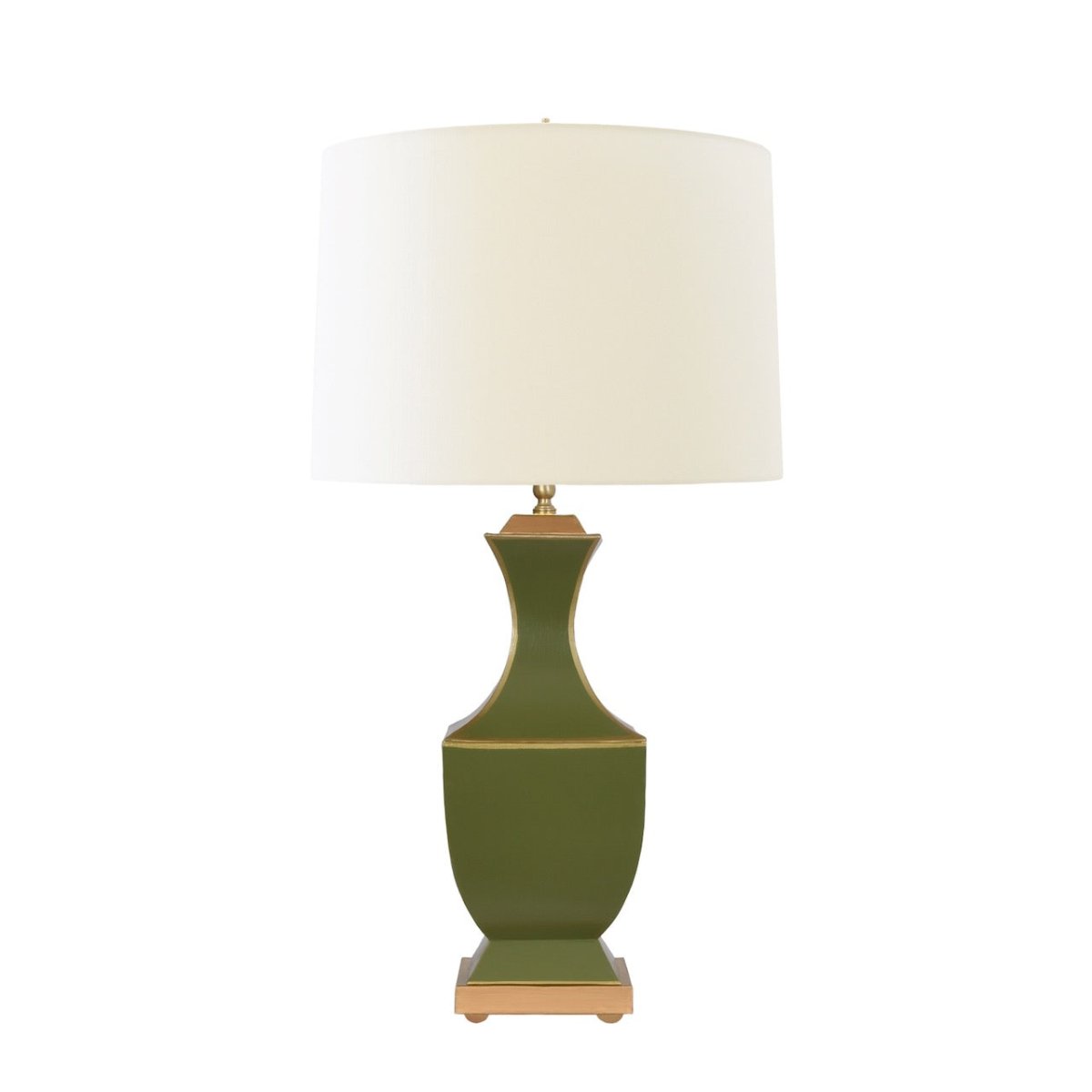 Gina Handpainted Olive and Gold Tole Lamp by Worlds Away at Fig Linens and Home - View 1 Unlit