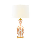 Gina Handpainted Pink Coral Ikat Tole Table Lamp by Worlds Away at Fig Linens and Home - Lit