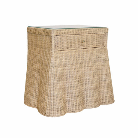 Giselle Scalloped Rattan Side Table | Worlds Away Furniture at Fig Linens and Home - Angle