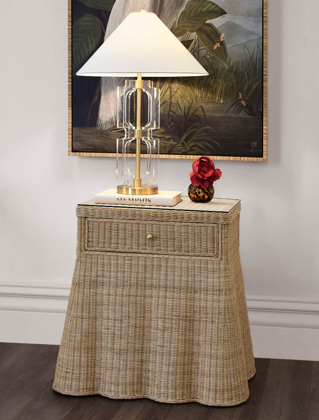 Giselle Scalloped Rattan Side Table | Worlds Away Furniture at Fig Linens and Home 1
