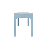 Worlds Away Gladys Curved Front Desk in Light Blue Textured Linen - Side at Fig Linens and Home