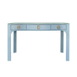 Worlds Away Gladys Curved Front Desk in Light Blue Textured Linen - Front at Fig Linens and Home