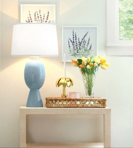 Hattie Natural Side Table by Worlds Away - Lifestyle View at Fig Linens and Home