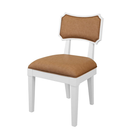 Hayden Camel Dining Chair | Worlds Away Bow Back Chair Angle View at Fig Linens and Home